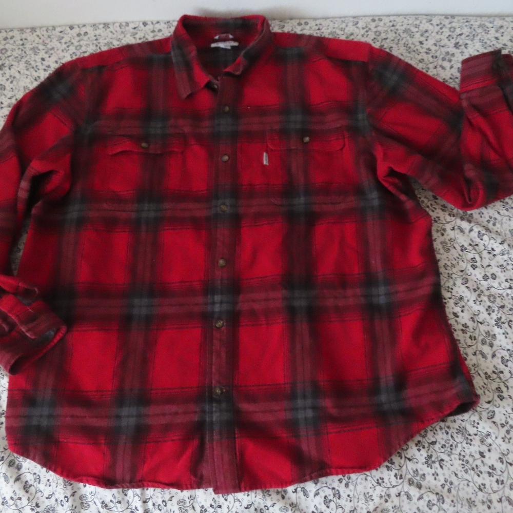 Carhartt 102215 Men's Hubbard Plaid Shirt dark crimson 3XL